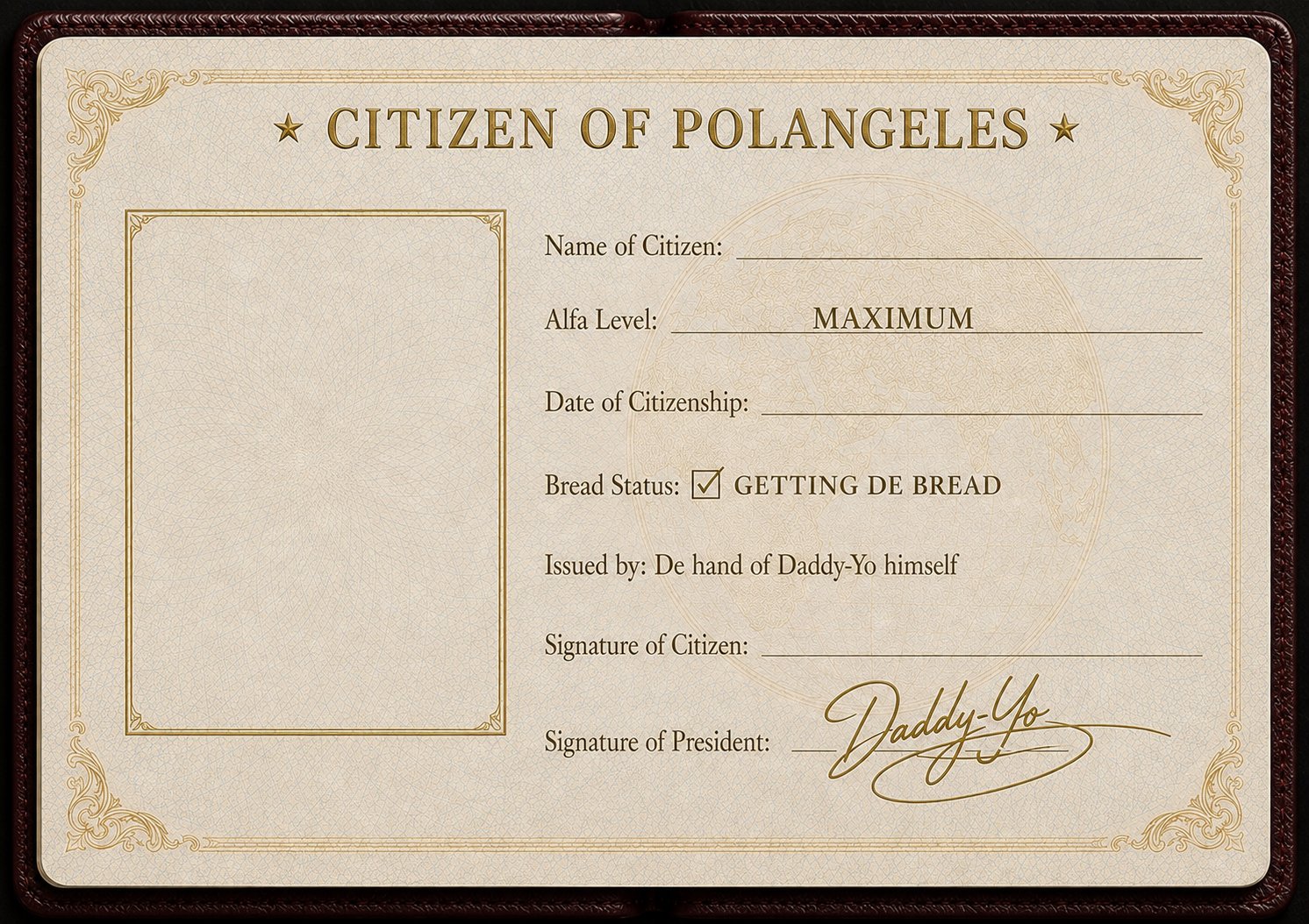 Polangeles citizenship certificate